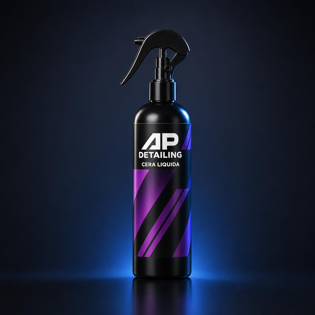 AP Detailing Cera Líquida, botella morada y negra, vista frontal